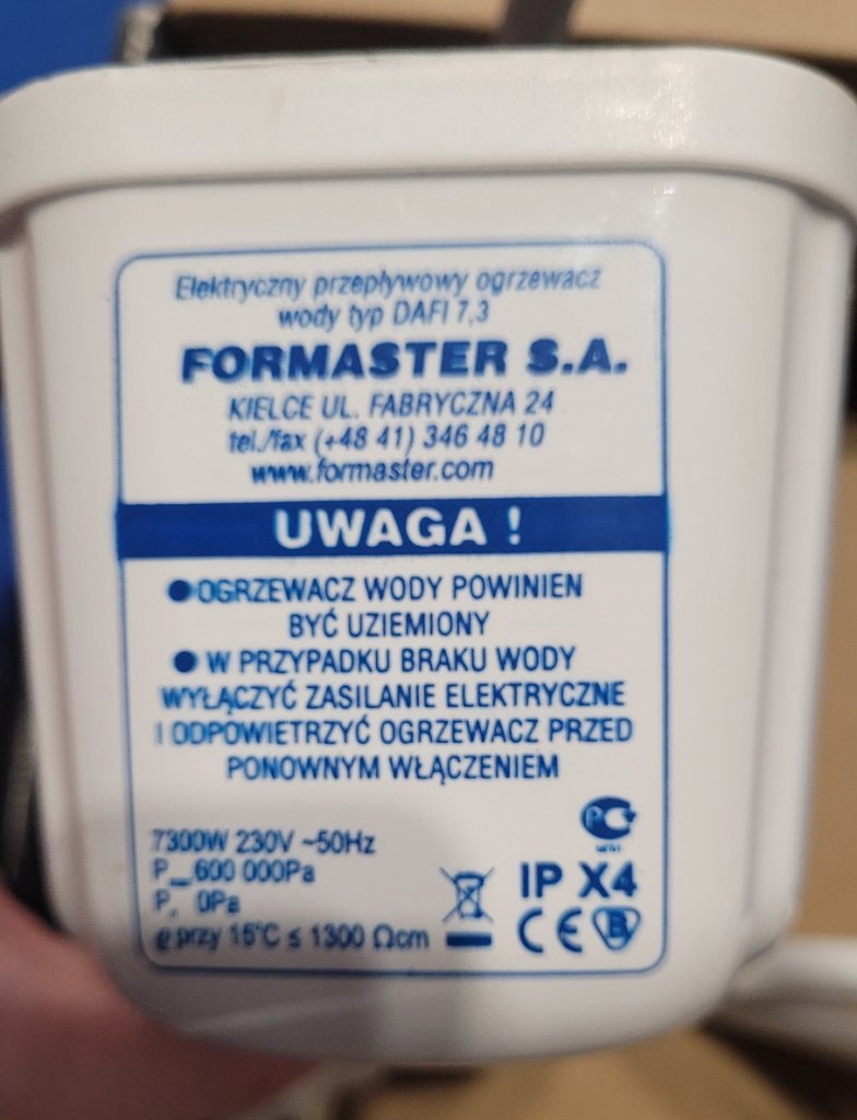 Elektryczny przepływowy ogrzewacz Wody Dafi