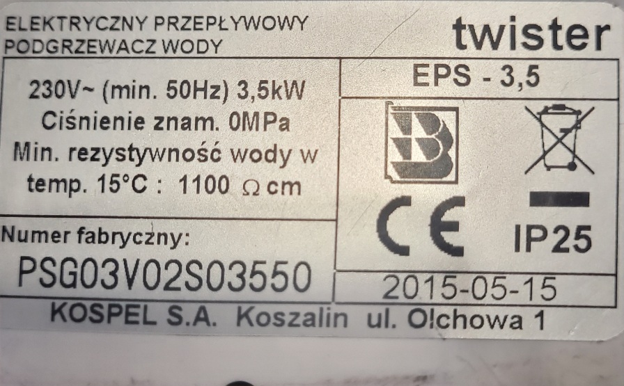 Przepływowy ogrzewacz wody Kospel
